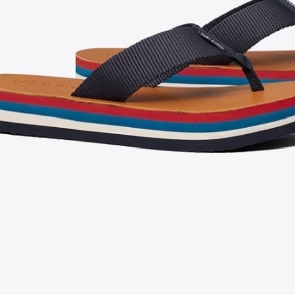 Tory Burch 70’s Platform Flip Flop Tory Navy/Toasted Acorn - Picture 8 of 9